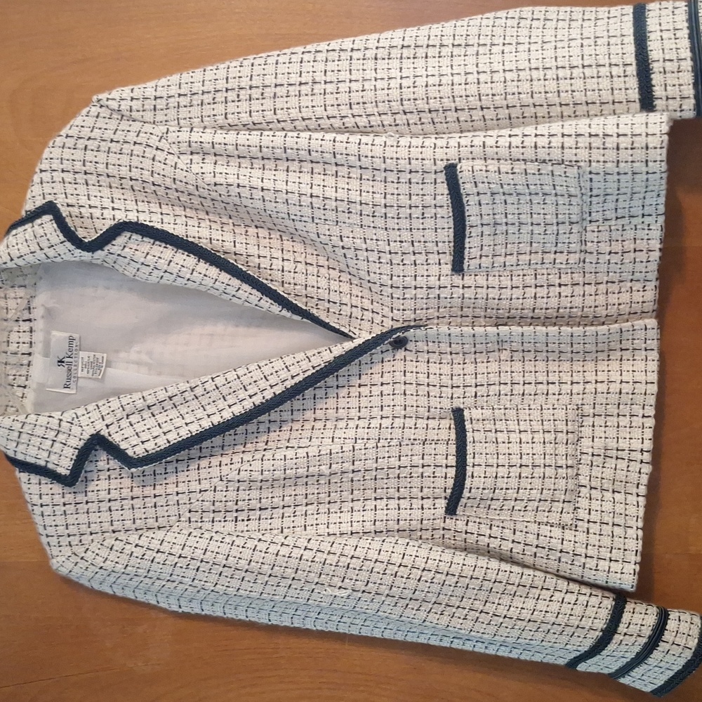 House of CB Cream and Black Tweed Blazer